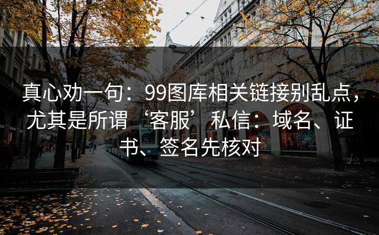 真心劝一句：99图库相关链接别乱点，尤其是所谓‘客服’私信：域名、证书、签名先核对