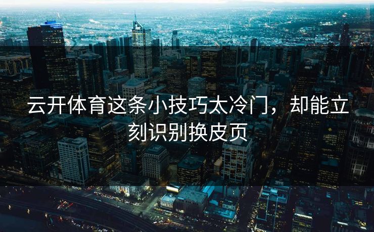 云开体育这条小技巧太冷门，却能立刻识别换皮页