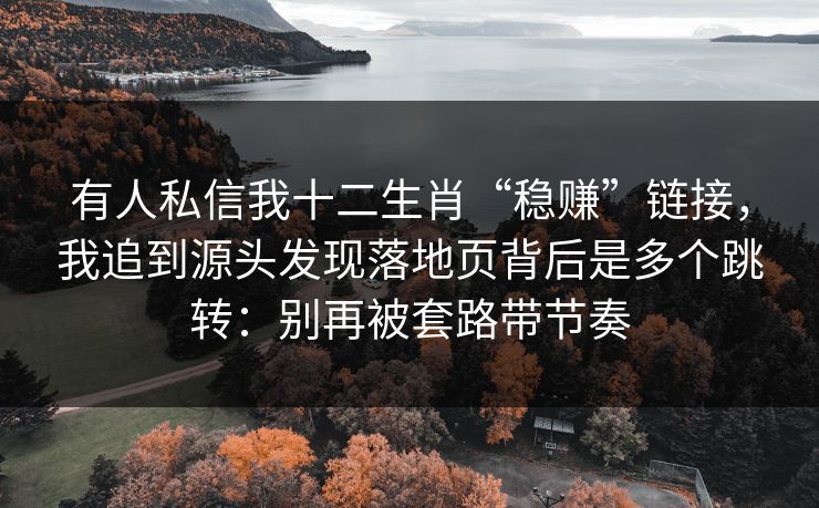 有人私信我十二生肖“稳赚”链接，我追到源头发现落地页背后是多个跳转：别再被套路带节奏