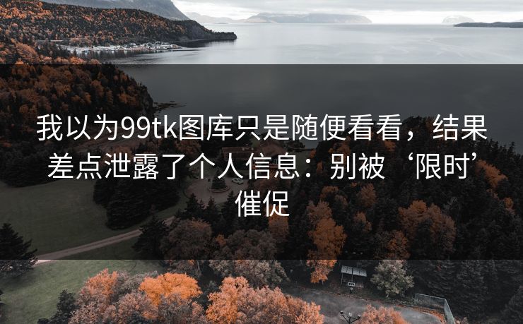 我以为99tk图库只是随便看看，结果差点泄露了个人信息：别被‘限时’催促