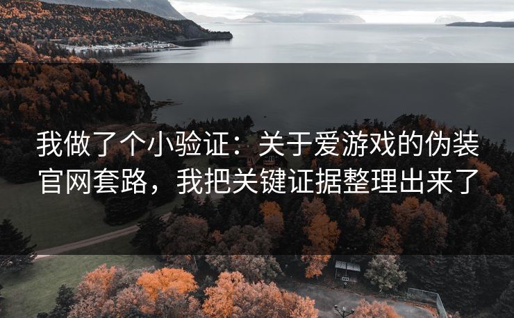 我做了个小验证：关于爱游戏的伪装官网套路，我把关键证据整理出来了