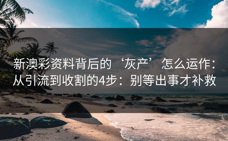 新澳彩资料背后的‘灰产’怎么运作：从引流到收割的4步：别等出事才补救